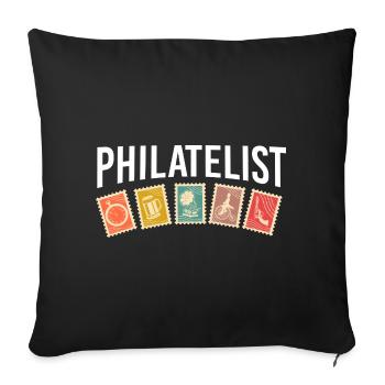 Collection de timbres Timbres philatélistes - Housse de coussin décorative 45 x 45 cm - noir - Devant