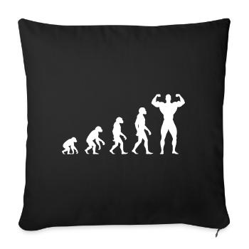 Evolution from prehistoric man to muscleman - Sofa pillowcase 17,3'' x 17,3'' (45 x 45 cm) - black - Front