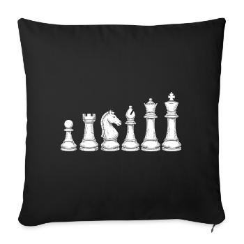 Cavalier d’échecs ornemental – Conception - Housse de coussin décorative 45 x 45 cm - noir - Devant