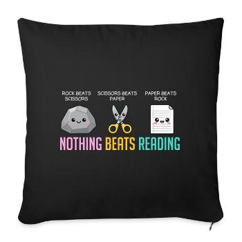 Nothing Beats Reading Book Rock Paper Scissor - Sofa pillowcase 17,3'' x 17,3'' (45 x 45 cm) - black - Front