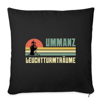 Ostsee Urlaub UMMANZ LEUCHTTURMTRÄUME Lustig - Sofakissenbezug 45 x 45 cm - Schwarz - Vorne