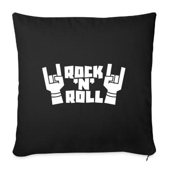 Texte rock’n’roll carré avec des cornes de doigts - Housse de coussin décorative 45 x 45 cm - noir - Devant