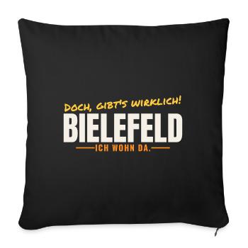 Bielefeld – Doch, gibt's wirklich! Ich wohn da. - Sofakissenbezug 45 x 45 cm - Schwarz - Vorne