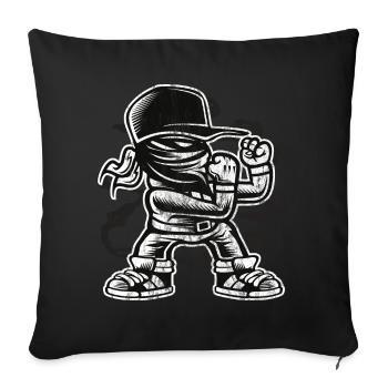 KÄMPFER - Kampf Boxer Comic Cartoon Geschenk Motiv - Sofakissenbezug 45 x 45 cm - Schwarz - Vorne