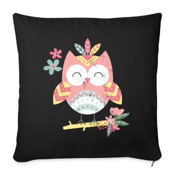 Retro owl Colorful - Sofa pillowcase 17,3'' x 17,3'' (45 x 45 cm) - black - Front