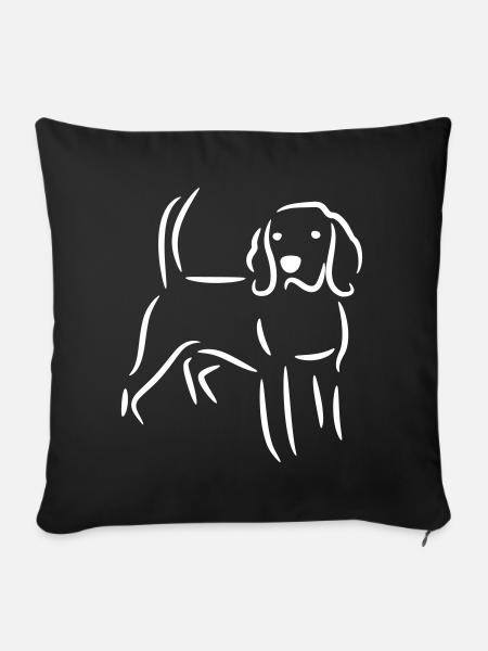 Beagle Zeichnung in weiß - Sofakissenbezug 45 x 45 cm - Schwarz