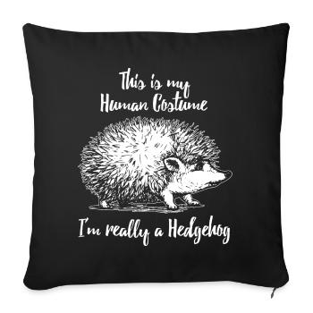 Cadeau de chute d'épine animal hérisson - Housse de coussin décorative 45 x 45 cm - noir - Devant