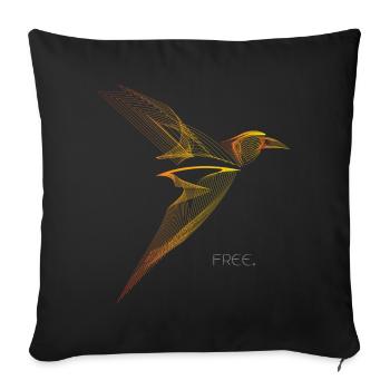 Free Line Art Vogel Minimalistisches Design - Sofakissenbezug 45 x 45 cm - Schwarz - Vorne