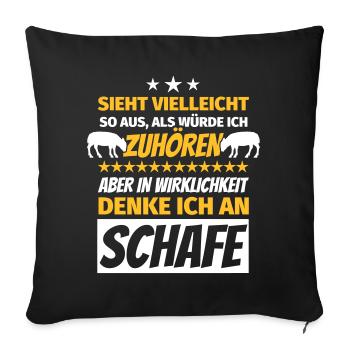 Schafe Geschenke Schafliebhaber Schäfer Schaf - Sofakissenbezug 45 x 45 cm - Schwarz - Vorne
