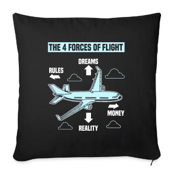 The Four 4 Forces Of Flight - Quote Gift T-Shirt - Sofa pillowcase 17,3'' x 17,3'' (45 x 45 cm) - black - Front