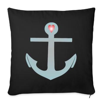 Anker Maritim Herz - Sofa pillowcase 17,3'' x 17,3'' (45 x 45 cm) - black - Front