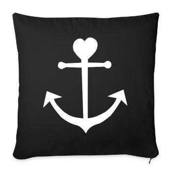 Ancre cœur avec pointe cœur - Housse de coussin décorative 45 x 45 cm - noir - Devant