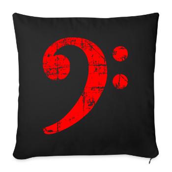 Bass Clef Vintage Musical Symbols Design (Rouge) - Housse de coussin décorative 45 x 45 cm - noir - Devant