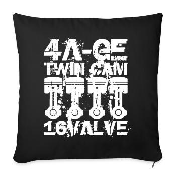 4A GE Twin Cam 16 Valve engine. The legendary engine - Sofa pillowcase 17,3'' x 17,3'' (45 x 45 cm) - black - Front