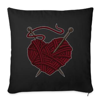 Ich Liebe Stricken | Wolle Nadel Herz Nähen Hobby - Sofakissenbezug 45 x 45 cm - Schwarz - Vorne