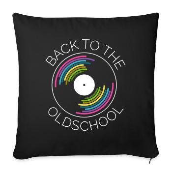 retro vinyl records turntables turntable icon - Sofa pillowcase 17,3'' x 17,3'' (45 x 45 cm) - black - Front