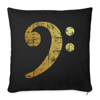 Bassschlüssel (Vintage Goldgelb) Bassisten Bass - Sofakissenbezug 45 x 45 cm - Schwarz - Vorne