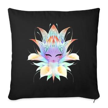 Fée en fleurs - Housse de coussin décorative 45 x 45 cm - noir - Devant