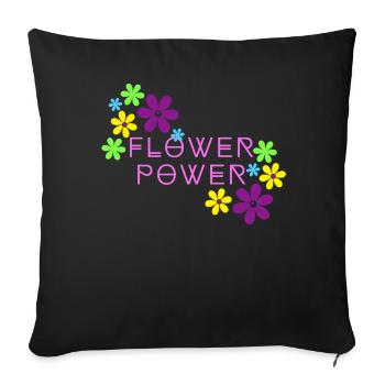 Flower power pink - Sofa pillowcase 17,3'' x 17,3'' (45 x 45 cm) - black - Front