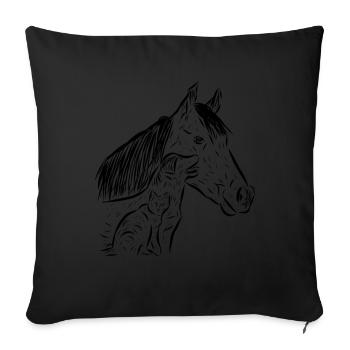 Cheval, chat et chien - Housse de coussin décorative 45 x 45 cm - noir - Devant