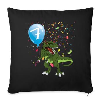 I'm 7 7th Dino Dinosaur Children's Birthday - Sofa pillowcase 17,3'' x 17,3'' (45 x 45 cm) - black - Front