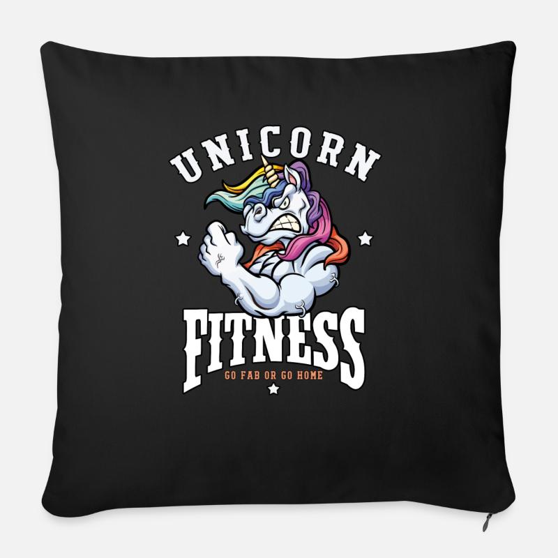Licorne de remise en forme - Licorne "Go fab or go home" - Housse de coussin décorative 45 x 45 cm - noir