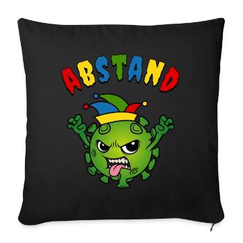 Fasching Karneval Corona Virus Narrenkappe Abstand - Sofakissenbezug 45 x 45 cm - Schwarz - Vorne