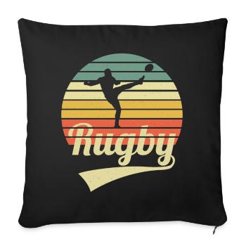 Rugby Vintage Rugger Wear Rugby Player Rugby Match - Housse de coussin décorative 45 x 45 cm - noir - Devant