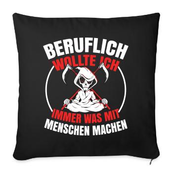 Sensenmann Comedy Tod Schnitter Knochenmann - Sofakissenbezug 45 x 45 cm - Schwarz - Vorne