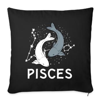 Signes du zodiaque Poissons - Housse de coussin décorative 45 x 45 cm - noir - Devant