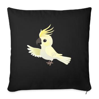 Funny big yellow-crested cockatoo - Sofa pillowcase 17,3'' x 17,3'' (45 x 45 cm) - black - Front