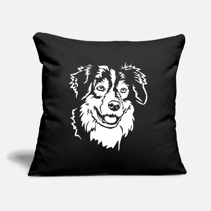 Australian Shepherd Head "Black Edition" Sofa pillowcase 17,3'' x 17,3'' (45 x 45 cm)