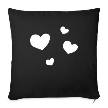 four hearts - Sofa pillowcase 17,3'' x 17,3'' (45 x 45 cm) - black - Front
