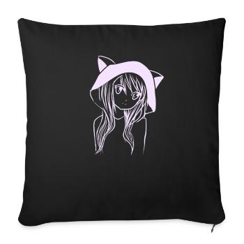 Manga Fille Anime - Housse de coussin décorative 45 x 45 cm - noir - Devant