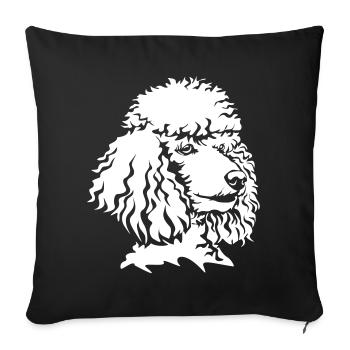 Tête de caniche « Black Edition » - Housse de coussin décorative 45 x 45 cm - noir - Devant