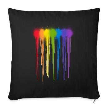 Rainbow Drips - Sofa pillowcase 17,3'' x 17,3'' (45 x 45 cm) - black - Front