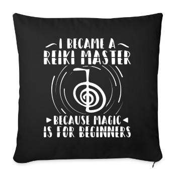 Reiki Healing Energy | Mindfulness Japan Gift Idea - Sofa pillowcase 17,3'' x 17,3'' (45 x 45 cm) - black - Front