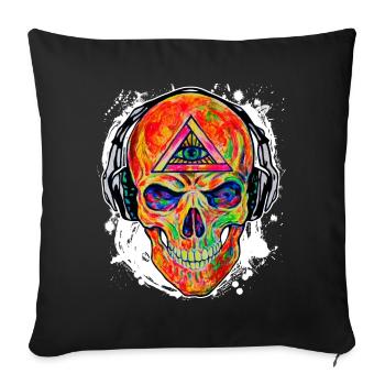 Refroidir DJ Music Skull Seeing Eye de Dieu - Housse de coussin décorative 45 x 45 cm - noir - Devant