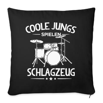 Coole Jungs Spielen Schlagzeug Drummer - Sofakissenbezug 45 x 45 cm - Schwarz - Vorne