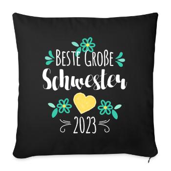 Beste Große Schwester 2023 - Sofakissenbezug 45 x 45 cm - Schwarz - Vorne