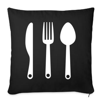 Fork Cutlery - Sofa pillowcase 17,3'' x 17,3'' (45 x 45 cm) - black - Front