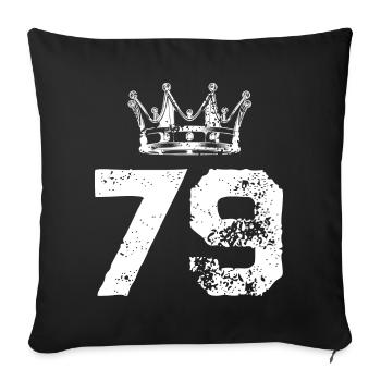79 Zahl Krone - Sofakissenbezug 45 x 45 cm - Schwarz - Vorne