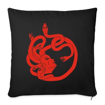 Woman with snake hair (red) - Sofa pillowcase 17,3'' x 17,3'' (45 x 45 cm) - black - Front