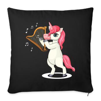 Conception de harpe pour harpiste et joueur de harpe - Housse de coussin décorative 45 x 45 cm - noir - Devant