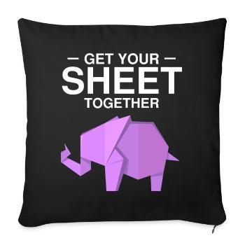 Japanese origami design and kirigami origami - Sofa pillowcase 17,3'' x 17,3'' (45 x 45 cm) - black - Front