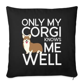 Only My Corgi Knows Me Well - Sofa pillowcase 17,3'' x 17,3'' (45 x 45 cm) - black - Front