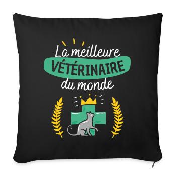 La meilleure vétérinaire du monde - Housse de coussin décorative 45 x 45 cm - noir - Devant