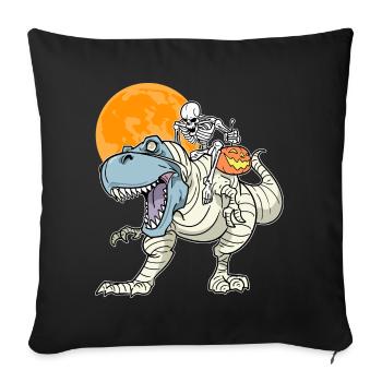 Squelette Équitation Maman Dinosaure - Housse de coussin décorative 45 x 45 cm - noir - Devant