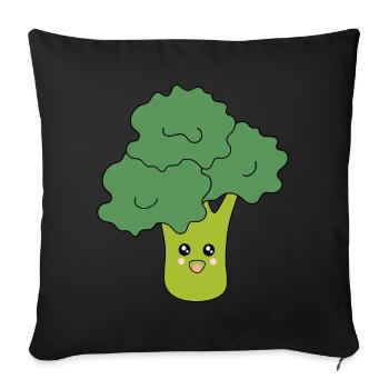 Kawaii Broccoli Vegetables vegan - Sofa pillowcase 17,3'' x 17,3'' (45 x 45 cm) - black - Front