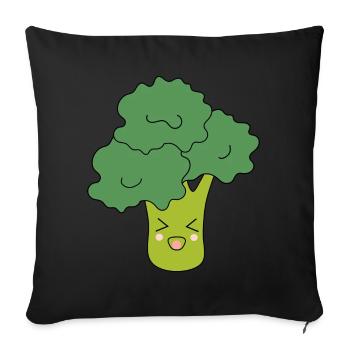 Kawaii Broccoli Vegetables vegan - Sofa pillowcase 17,3'' x 17,3'' (45 x 45 cm) - black - Front